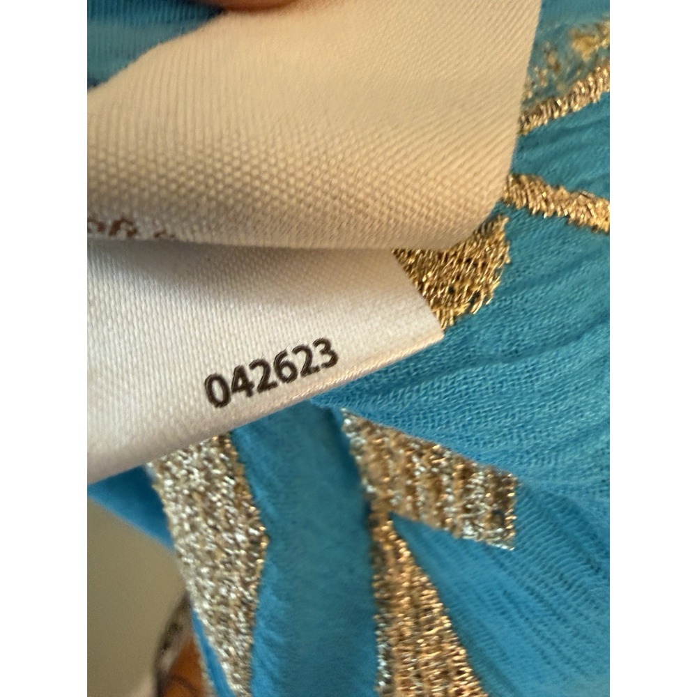 Soft Surroundings Zaneta turquoise blue gold embroidered dress SIZE PL - Picture 9 of 11